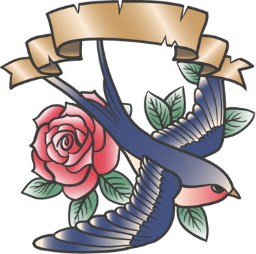Vintage plakat rosa fugletatovering og legende - Tenstickers