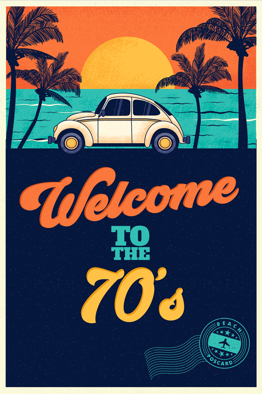 Vintage plakat velkommen til 70-tallet klistremerke - Tenstickers