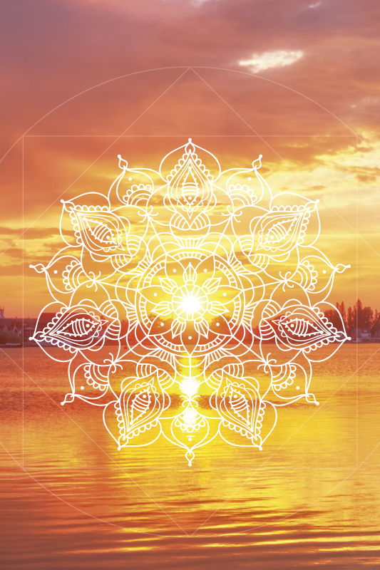 Landskapsplakat sunfall mandala - Tenstickers