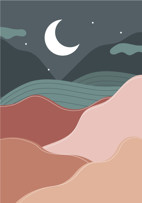 Boho kveld landskapsplakat - Tenstickers