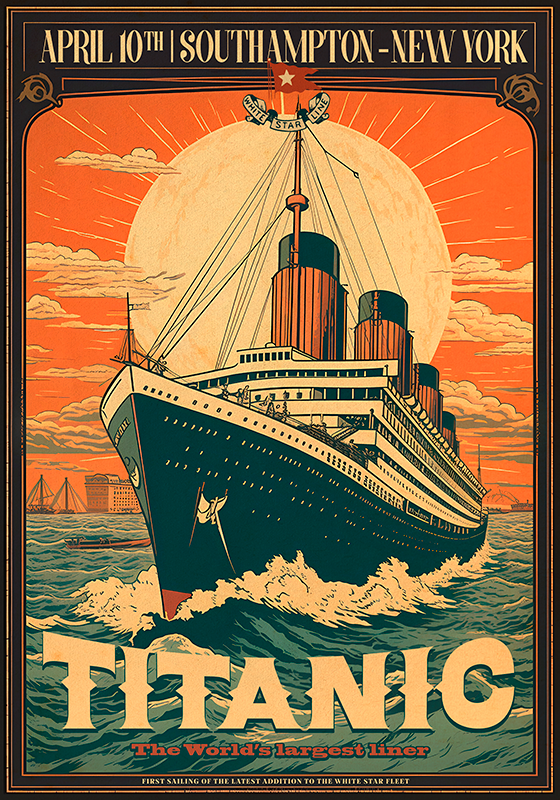Vintage plakat titanic sin jomfrureise - Tenstickers