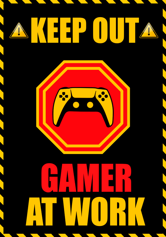 Videospillplakat gamer på jobb - Tenstickers