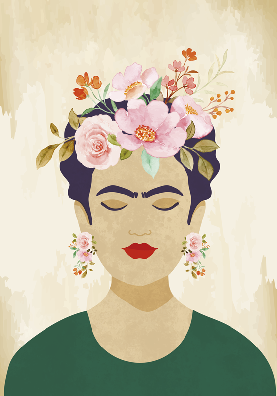 Blomsterplakat kvinne med blomster - Tenstickers