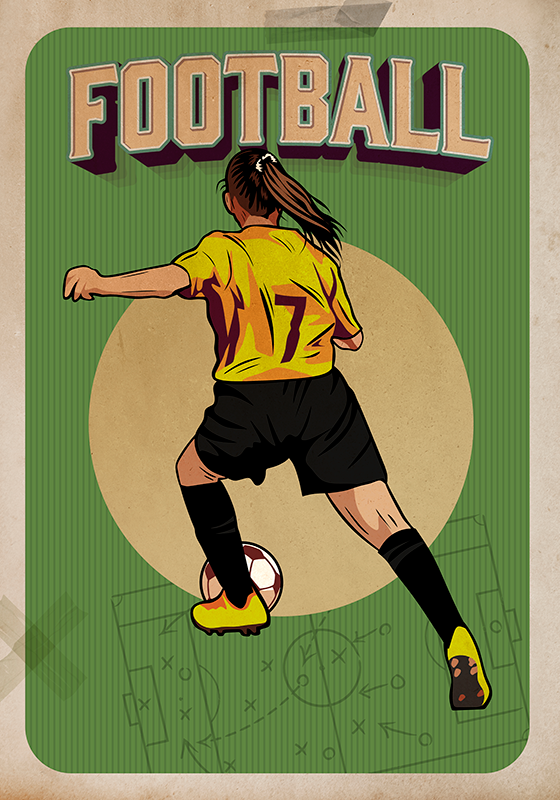 Fotballplakat kvinnefotball retro - Tenstickers