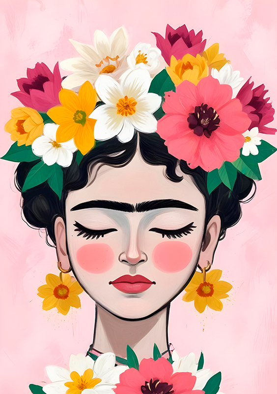 Kunstplakat flower hat frida - Tenstickers