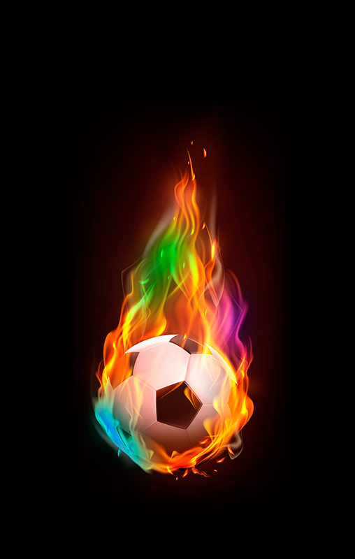 Fotballplakat med flerfarget ildball - Tenstickers