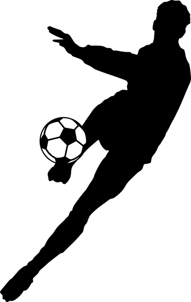 Fotballplakat vinyl silhuett av fotballspiller som skyter - Tenstickers