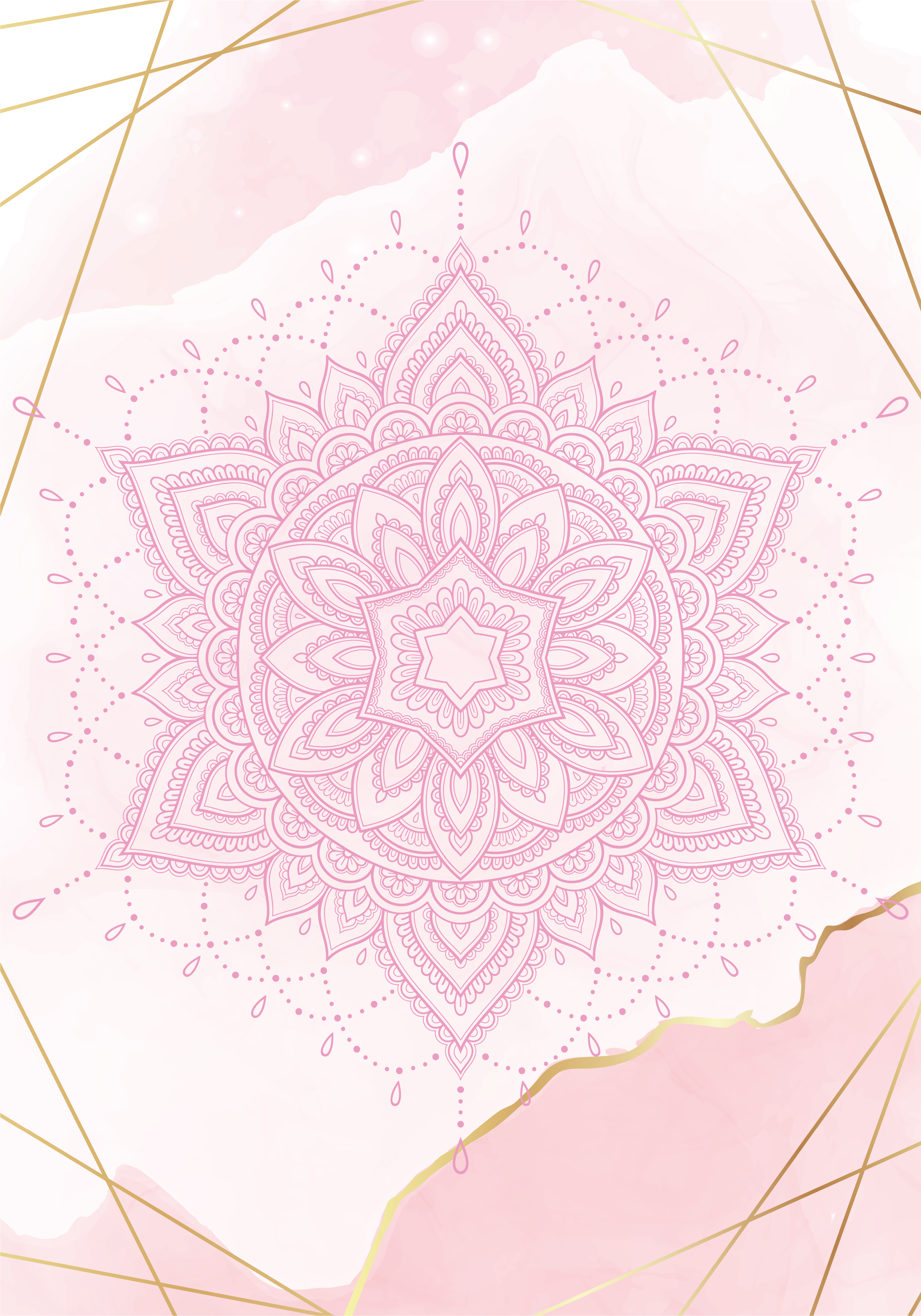 Zen plakat rosa akvarell mandala - Tenstickers