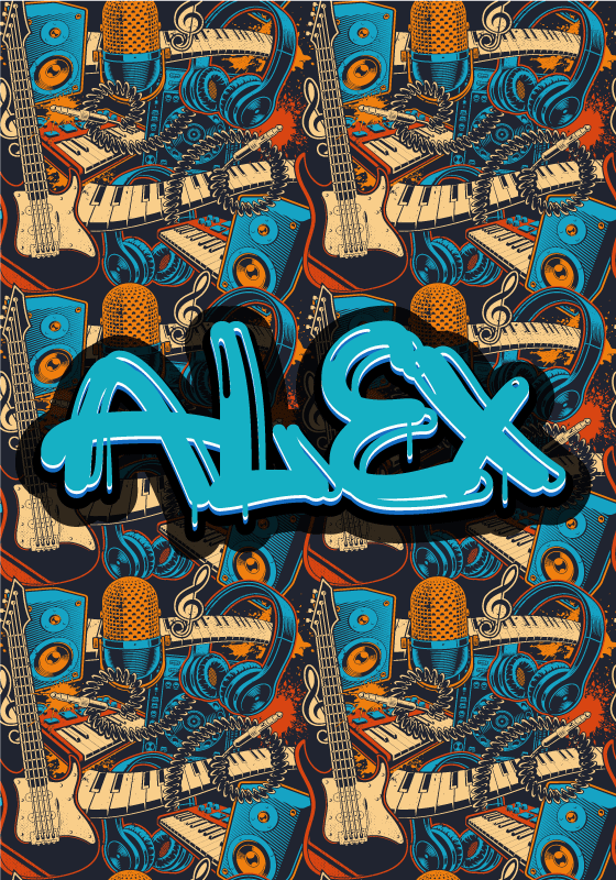 Tilpasset retro musikk graffiti plakat - Tenstickers