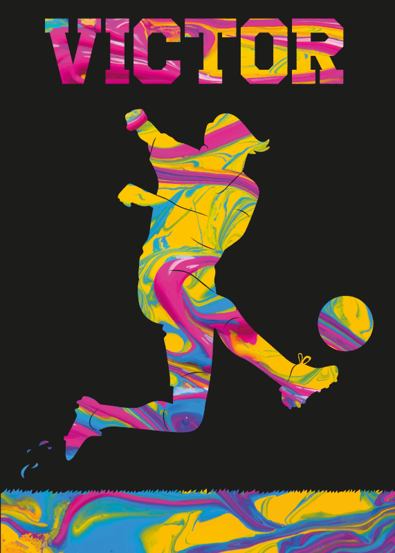 Fotballspiller spark plakat - Tenstickers