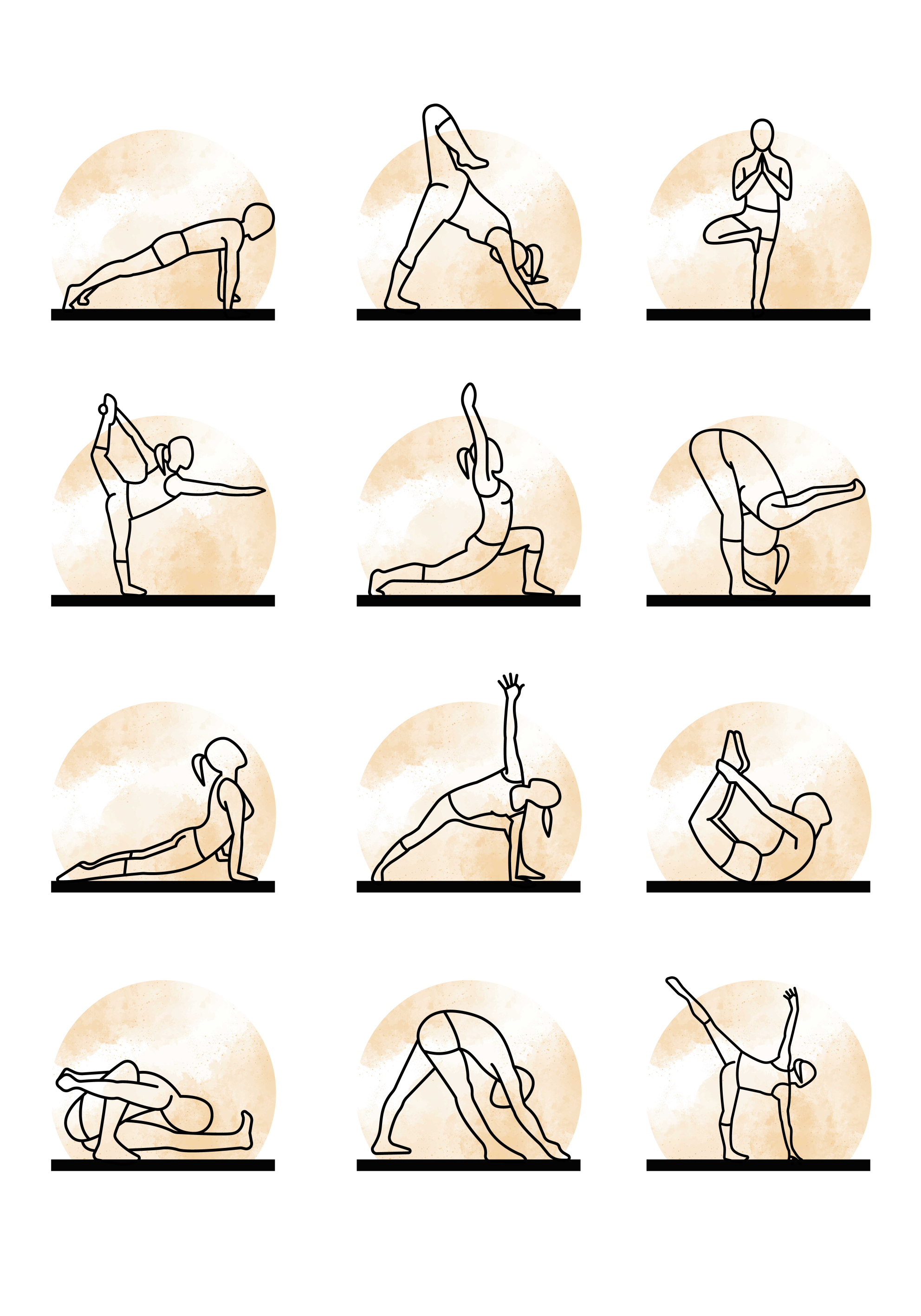 Yoga stillinger instruksjon Plakat - Tenstickers