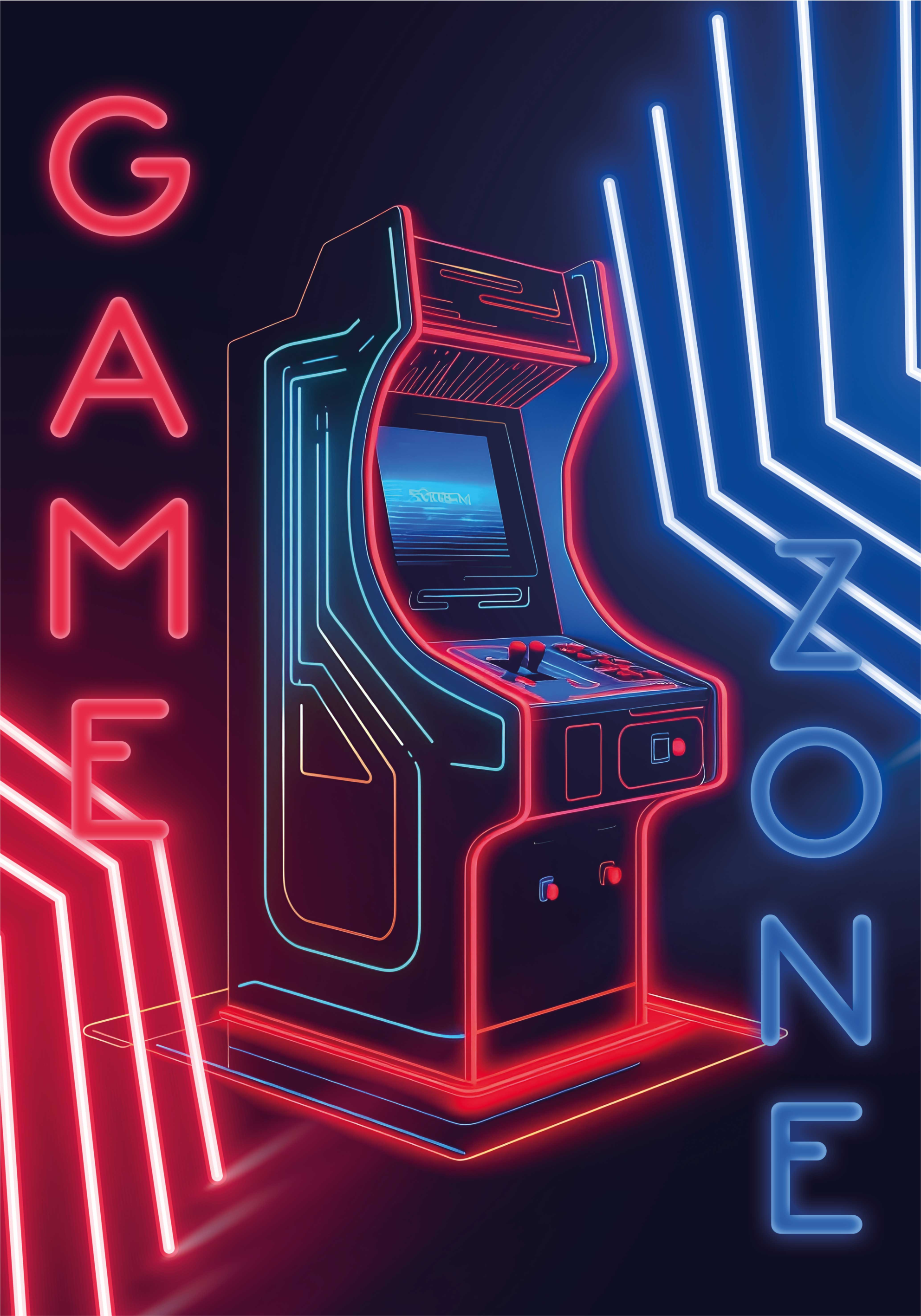 Neon Game zone Plakat tenåringer - Tenstickers