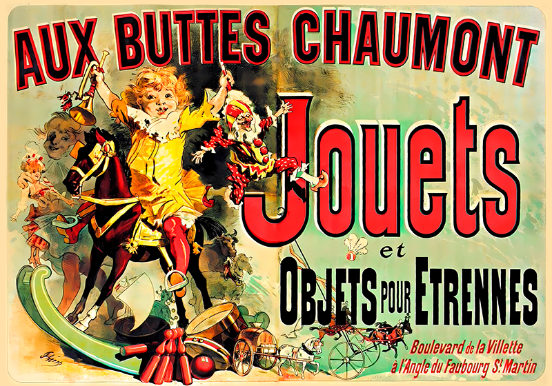 aux buttes chaumont jouets vintage plakat - Tenstickers