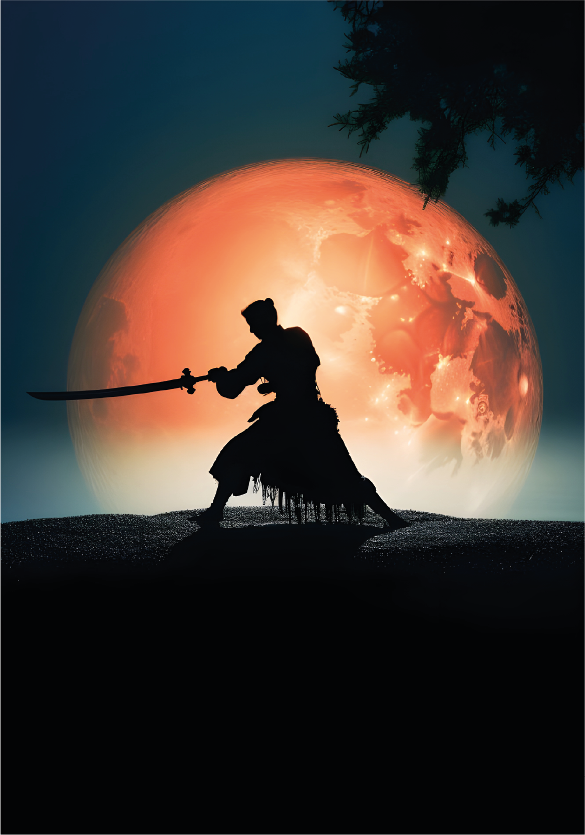 Samurai bakgrunnsbelyst Plakat tenåringer - Tenstickers