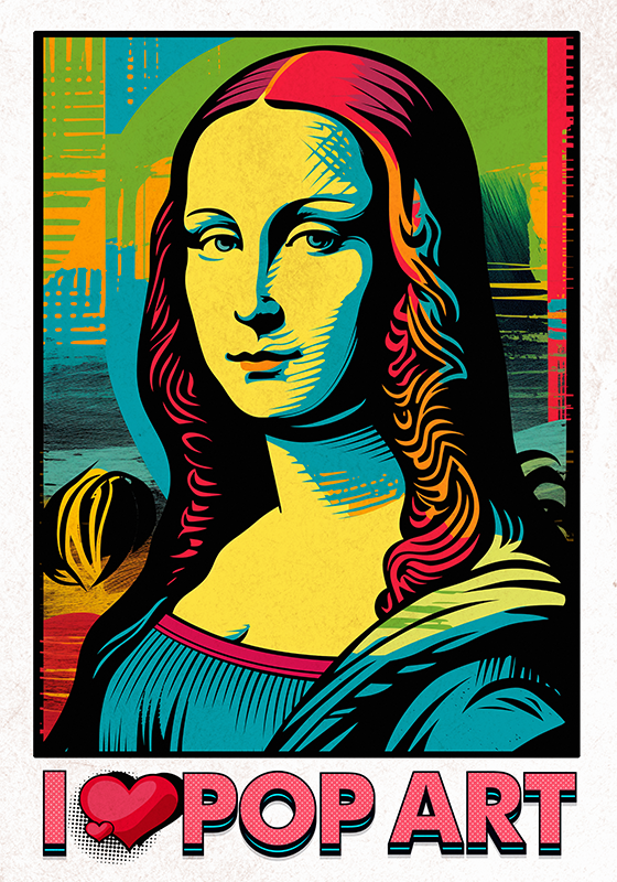Fargerik gioconda pop art-plakat - Tenstickers