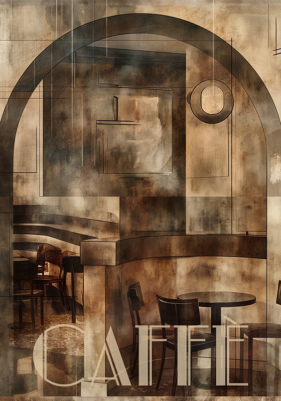 Caffe art déco-plakat - Tenstickers