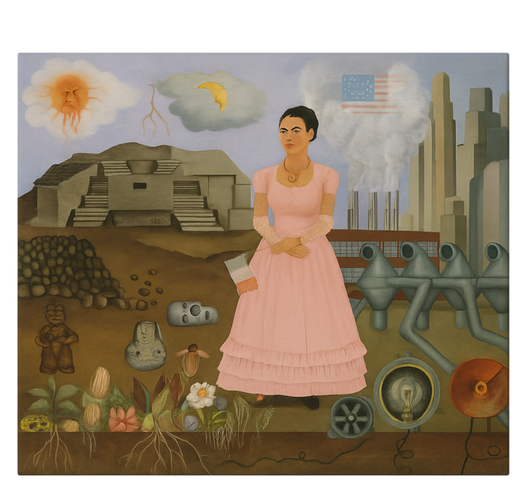 Frida khalo ved grensen kunst lerretsbilde - Tenstickers