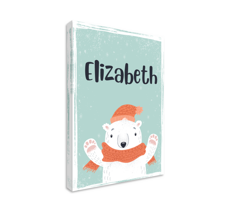 Søtt navn med isbjørn personlig lerret - Tenstickers