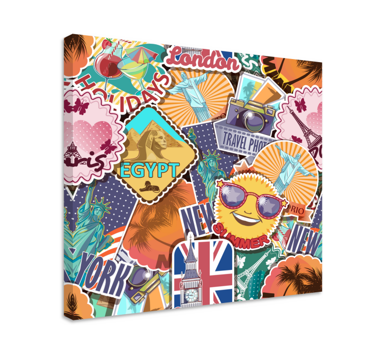 Reise design canva retro lerret kunst - Tenstickers