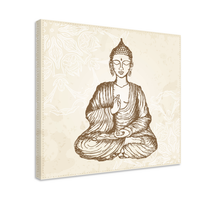 Buda vintage blomster buddha vegg kunst - Tenstickers
