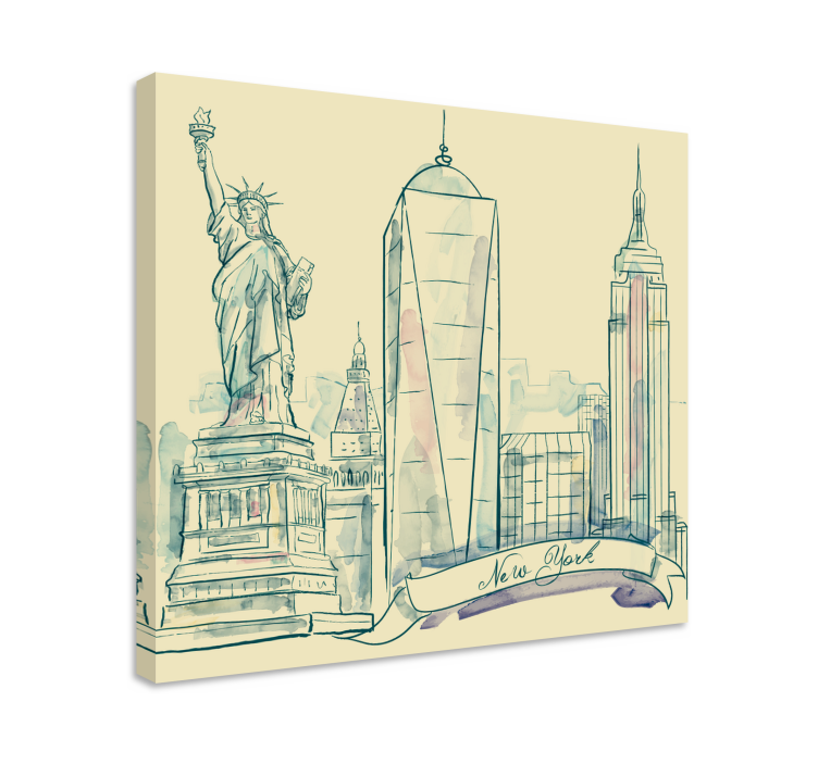 New york city skyline byer lerretsbilde - Tenstickers
