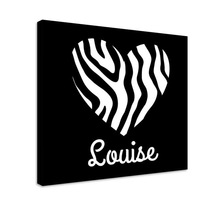 Personlig hjerte sebra lerret - Tenstickers