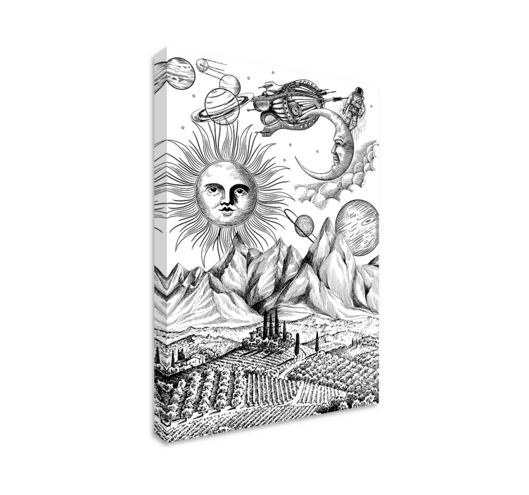 Flotte univers collage lerret kunsttrykk - Tenstickers