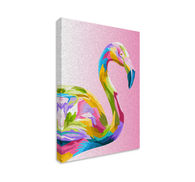Flamingo kunst fjær lerret vegg kunst - Tenstickers