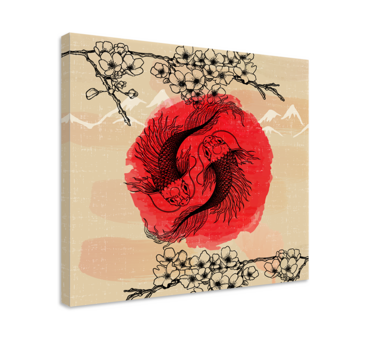 Ying yang fisk lerret - Tenstickers