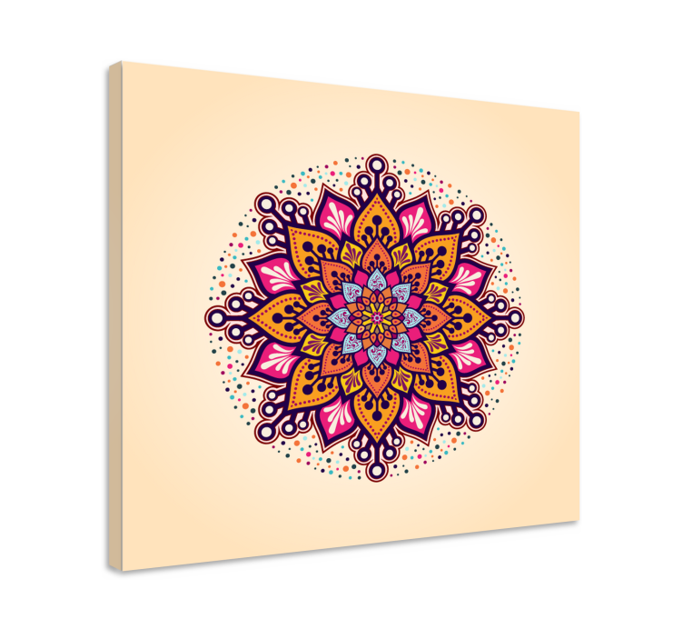 Regnbue beige mandala lerret vegg kunst - Tenstickers