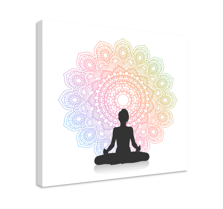 Regnbue yoga mandala lerret vegg kunst - Tenstickers