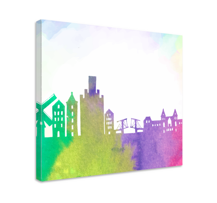 Byer lerretsbilde urban silhuett skyline - Tenstickers