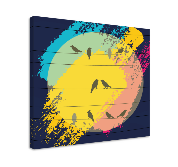 Maling striper og lerretsbilde fugler - Tenstickers