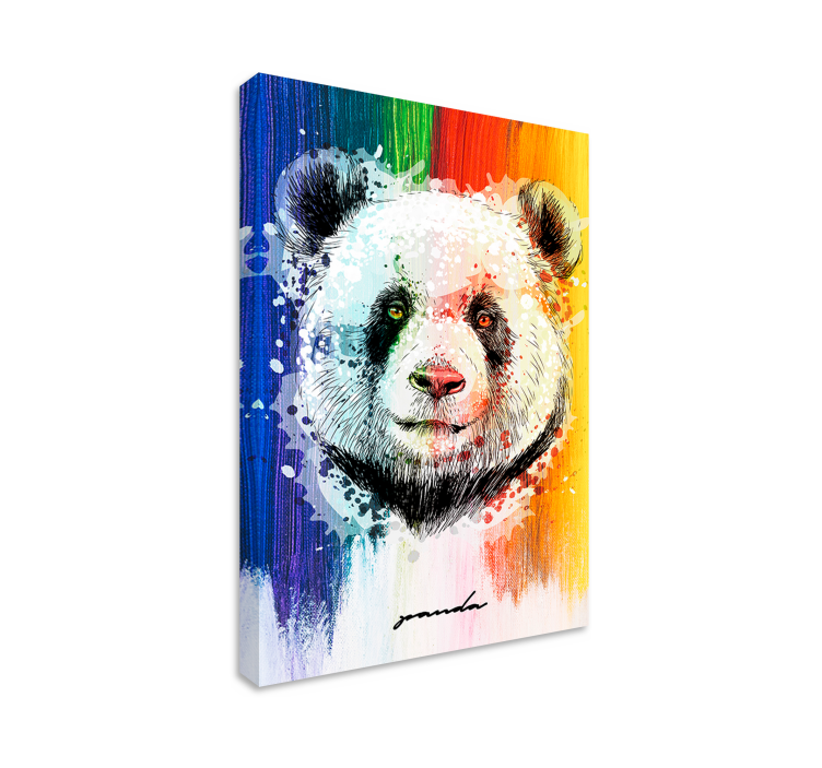 Regnbue panda lerretsbilde dyr - Tenstickers