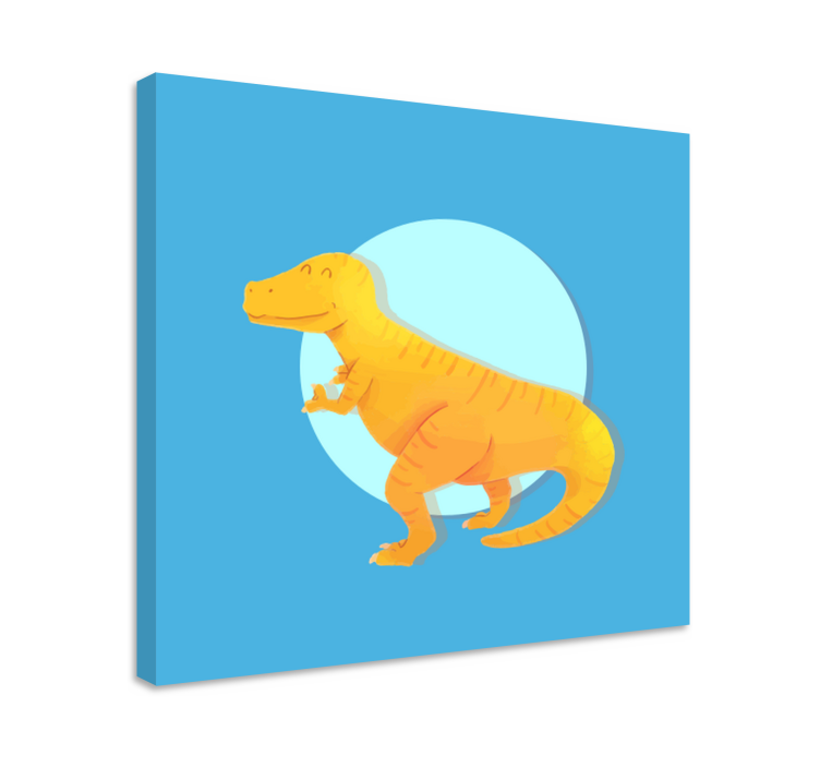 Dinosaurs lerretsbilde glad t-rex - Tenstickers