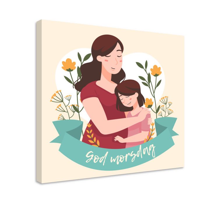 Fargerik mor og barn Lerretsbilde morsdag - Tenstickers