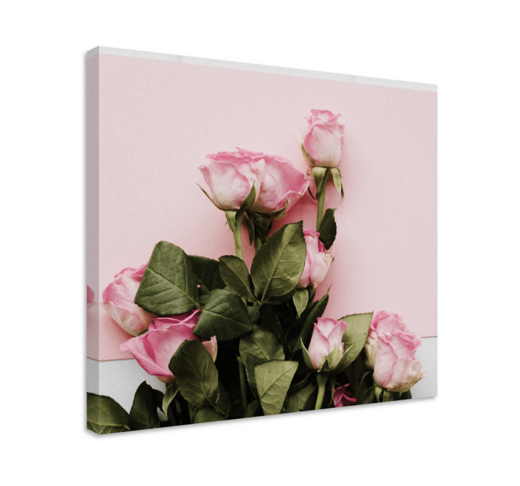 Blomst lerretsbilde rosa rose arrangement - Tenstickers