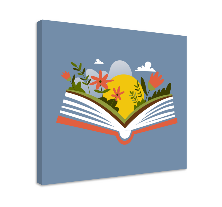 Blomst lerretsbilde Åpen bok flora - Tenstickers