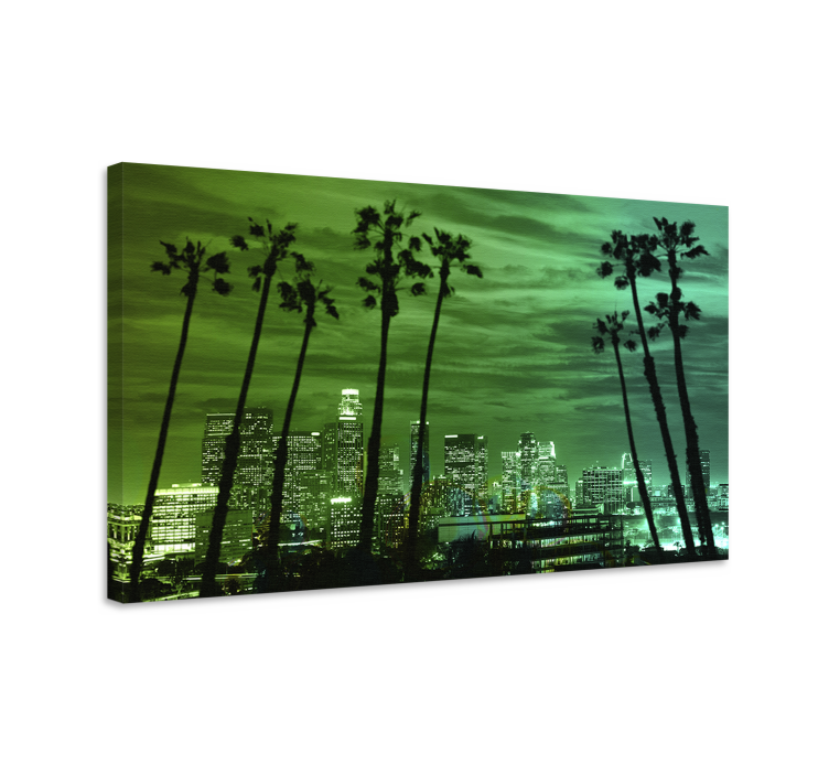 Palm trees skyline byer lerretsbilde - Tenstickers