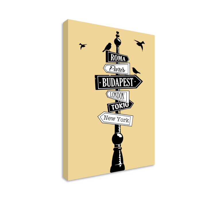 Byer lerretsbilde med retningsbestemt skilt - Tenstickers