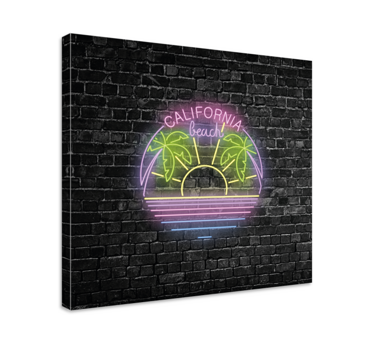 California beach neon byer lerretsbilde - Tenstickers