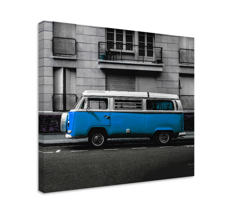 Classic blue van byer lerretsbilde - Tenstickers