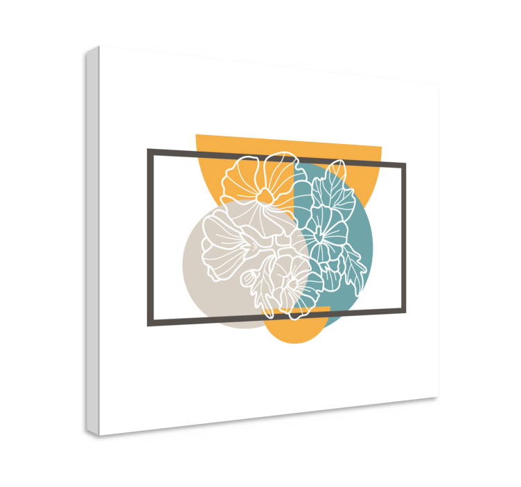 Blomst lerretsbilde botanisk konturillustrasjon - Tenstickers