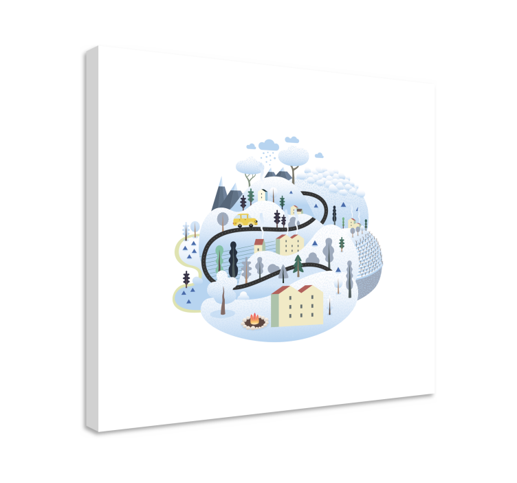 Vinter naturskjønn rute byer lerretsbilde - Tenstickers