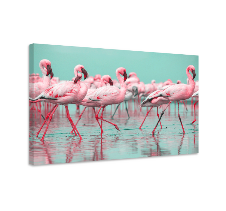 Flamingosamling dyr lerretsbilde - Tenstickers