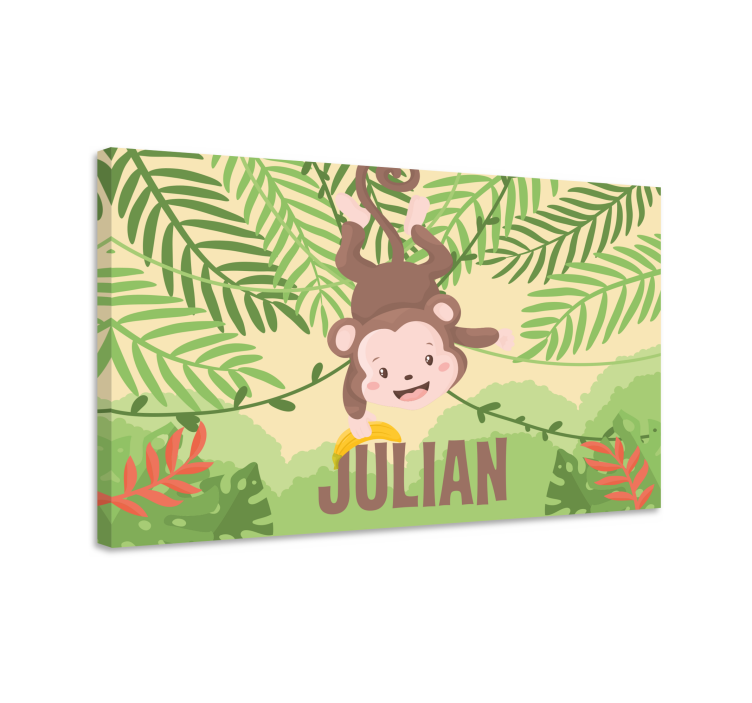 Dinosaurer lerretsbilde med morsomme aper - Tenstickers