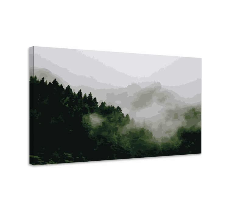 Misty mountain forest landskaps lerretsbilde - Tenstickers