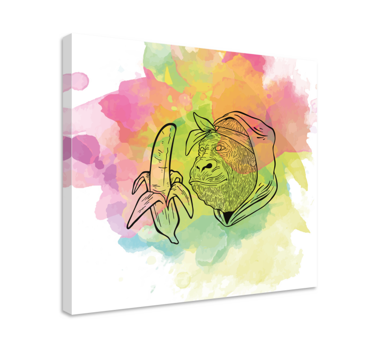 Alfabet lerretsbilde gorilla som holder banan - Tenstickers