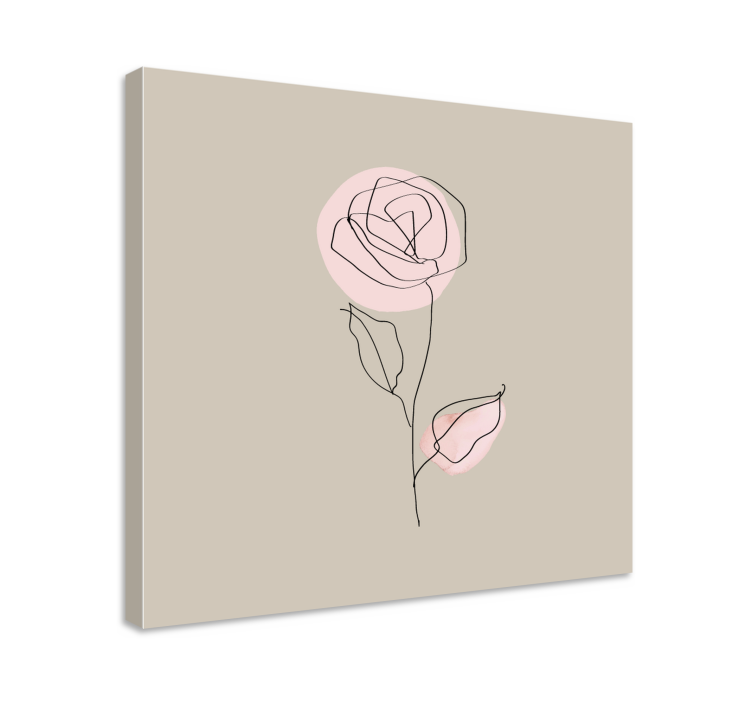 Blomst lerretsbilde elegant linje rose - Tenstickers