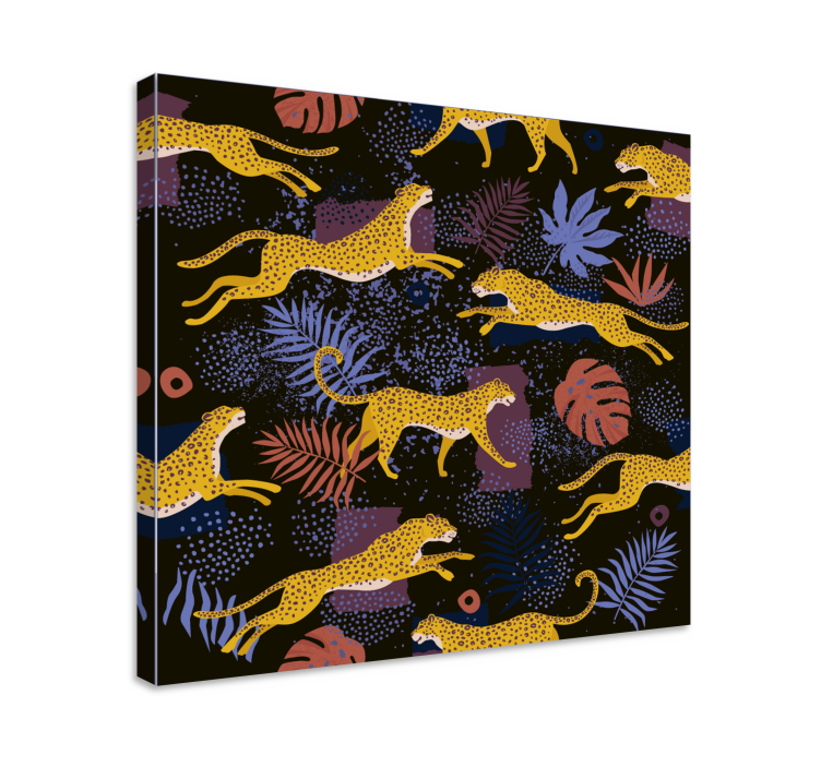 Hunde lerretsbilde gledesfylte gule hunder - Tenstickers